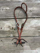 Oiled Harness Single Ear Headstall With Antique Silver Bar Buckle Horse