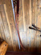Brown leather Harness Romal reins with popper, stitched pattern, reinforced ends, made in USA