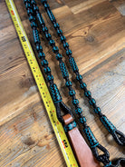 Black and Blue Rawhide 20 Plaits Romel Reins, Romal Reins 55"