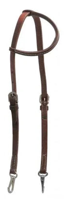 Oiled leather one ear headstall with stainless steel snaps