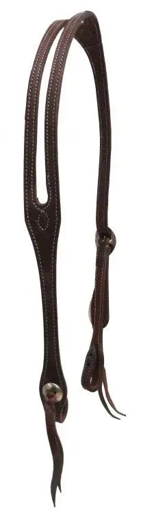Heavy oiled harness leather split ear headstall with stitched edge Horse