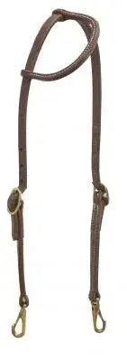Oiled harness leather one ear headstall with snaps Horse