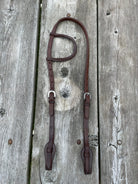 Heavy Oiled leather one ear headstall with quick change bit loops Horse Tack