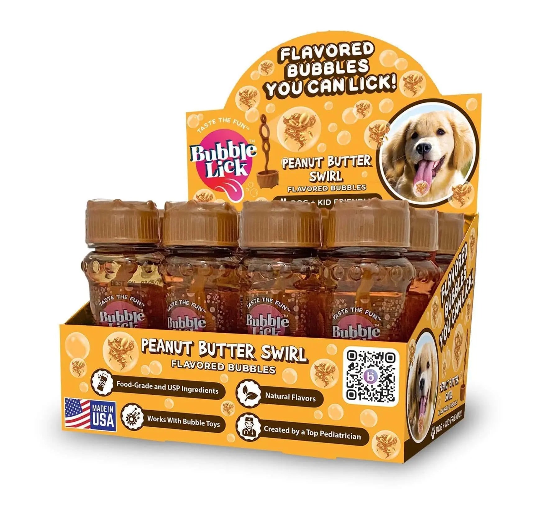 *NEW* BUBBLE LICK EDIBLE BUBBLES PEANUT BUTTER SWIRL FLAVOR -KID & PET FRIENDLY Dog