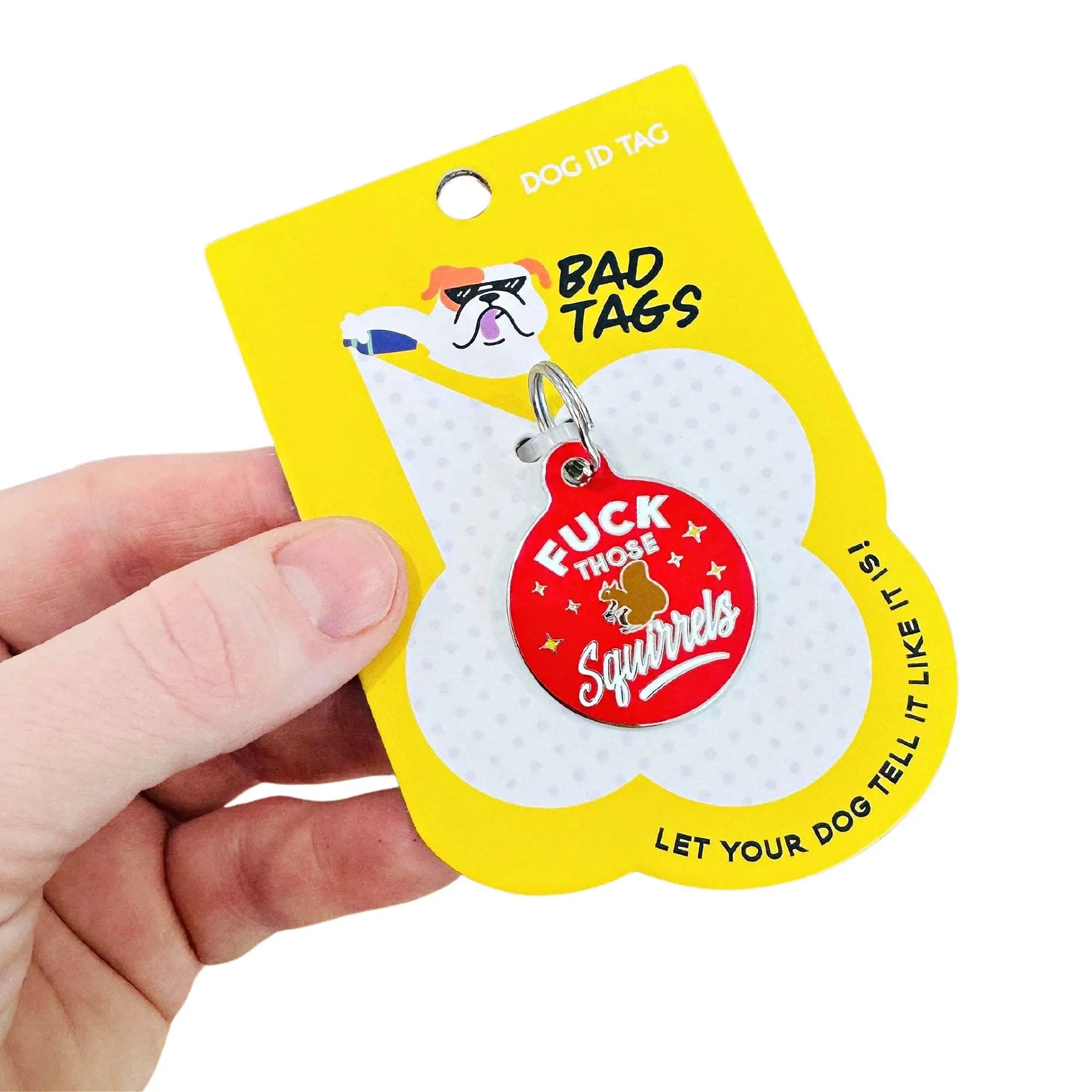 Personalized Dog ID Tag with QR Code - Fuck Those Squirrels