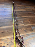 Brown and white 20-plait romal reins, California style, 55 inches with connectors
