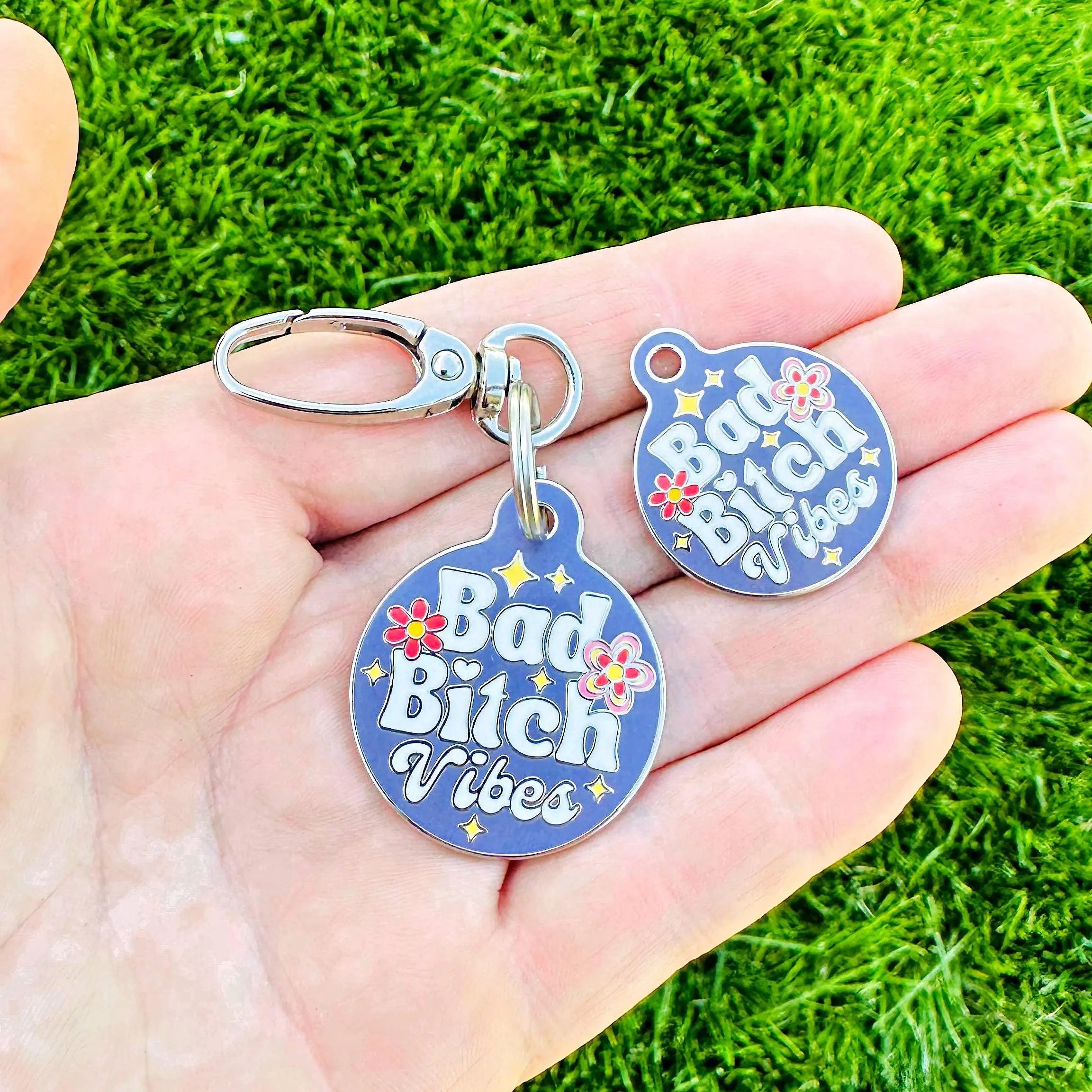 Dog ID Tag with Personalized QR Code - Bad Bitch Vibes