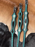 Western Hair On Cowhide Scalloped Turquoise Dog Collar Dog