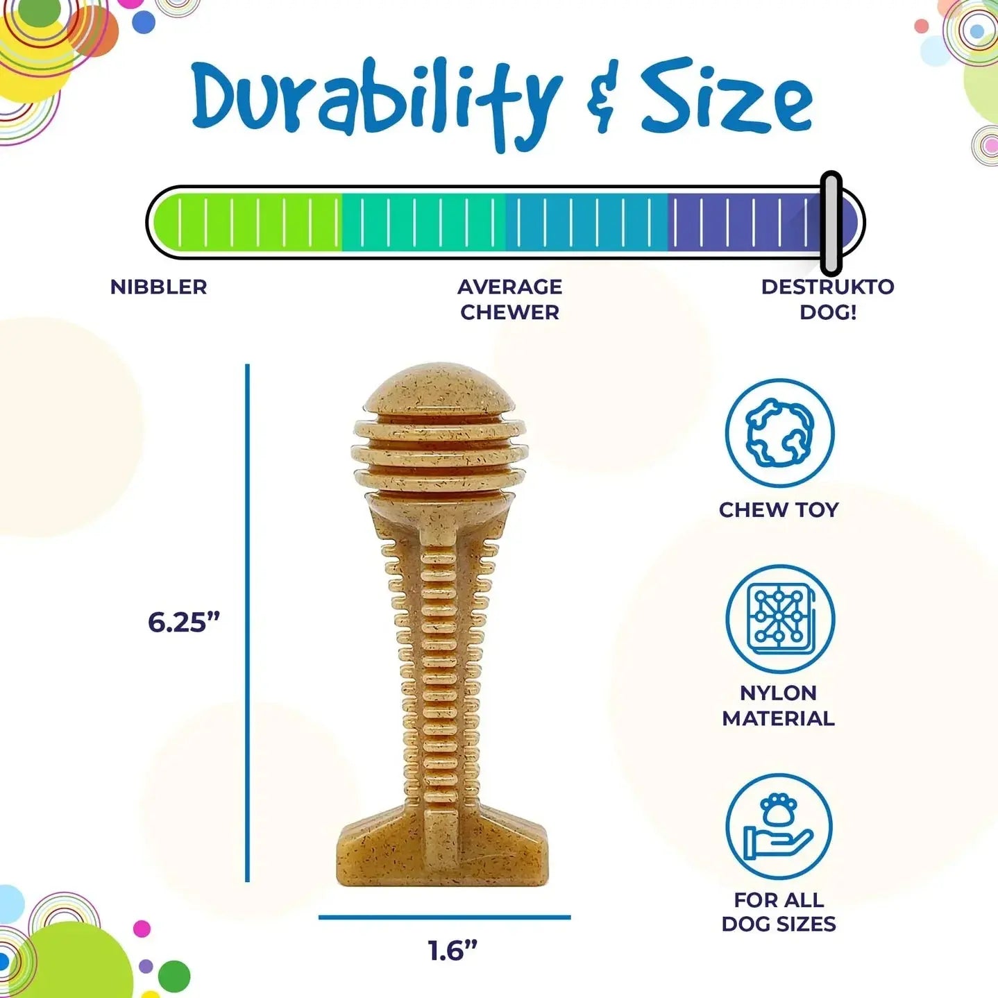 SodaPup Honey Bone Dental Tower Ultra Durable Nylon Dog Chew Toy dog chew