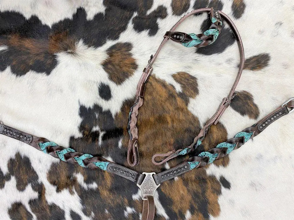 Miracle Braid One Ear Headstall and Breast Collar Set Horse
