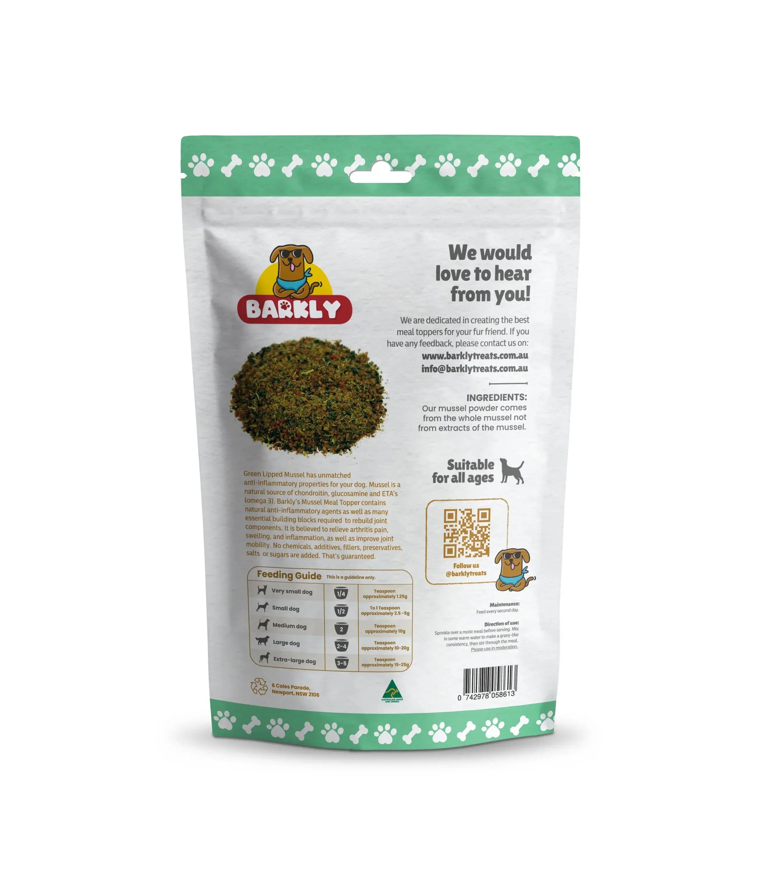 Mussel Meal Topper Dog