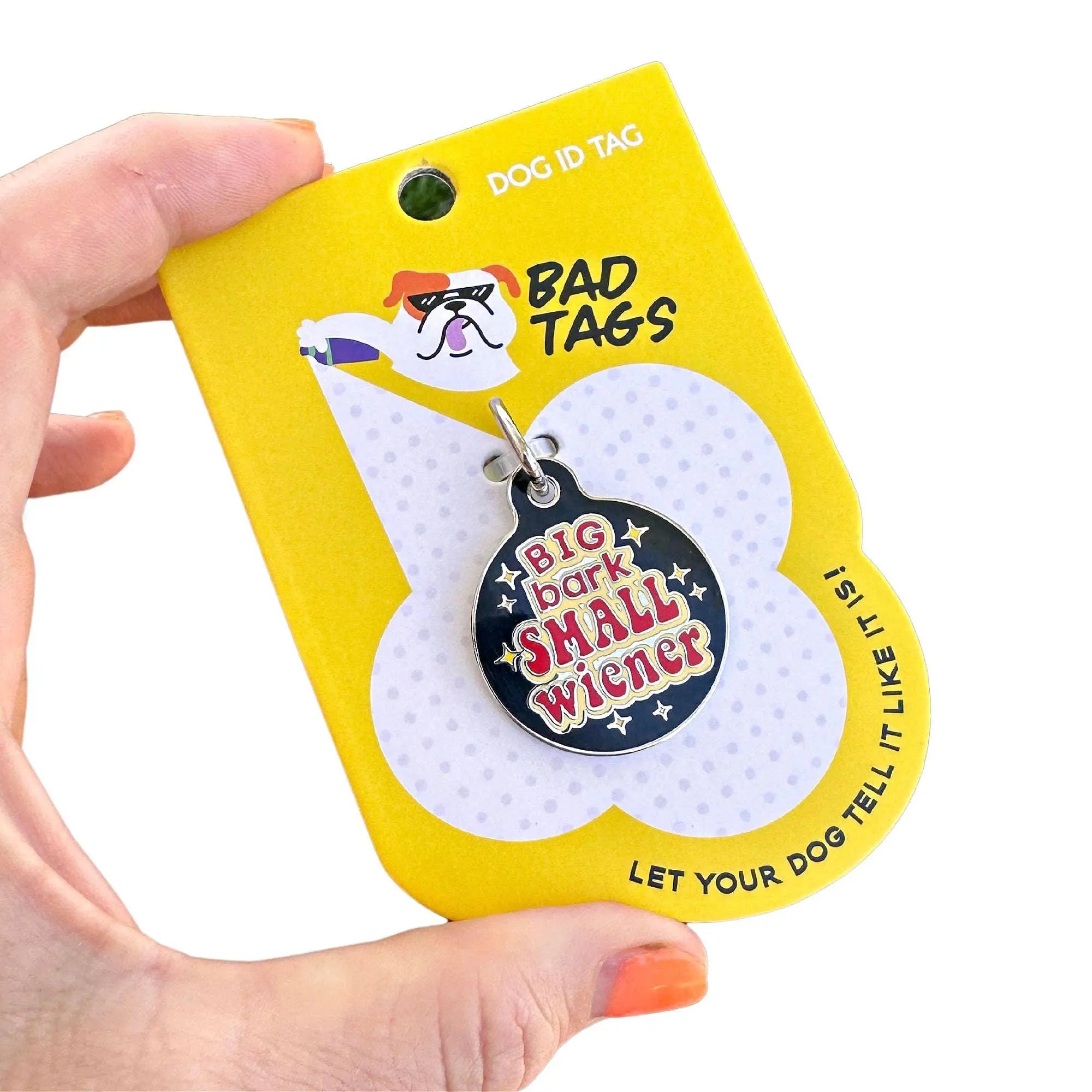 Dog ID Tag with Personalized QR Code - Big Bark Small Wiener