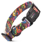 Dogline Biothane printed dog collar with psychedelic guitar pattern and quick release buckle