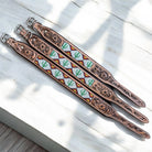 Cactus tooled leather dog collar