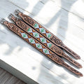 Cactus tooled leather dog collar 