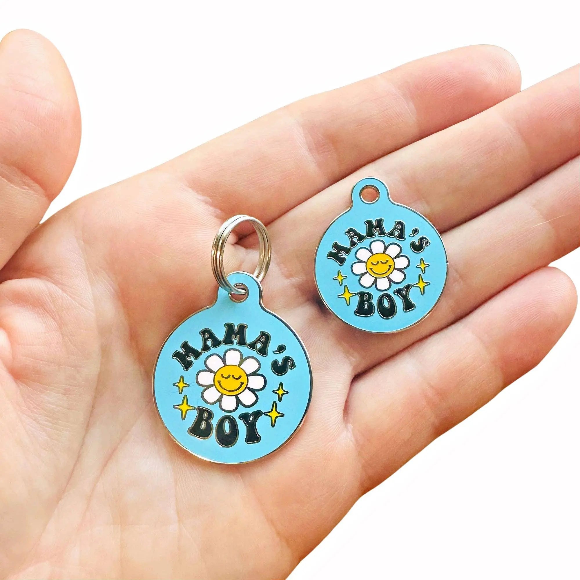 Cute Dog ID Tag with Personalized QR Code - Mama's Boy