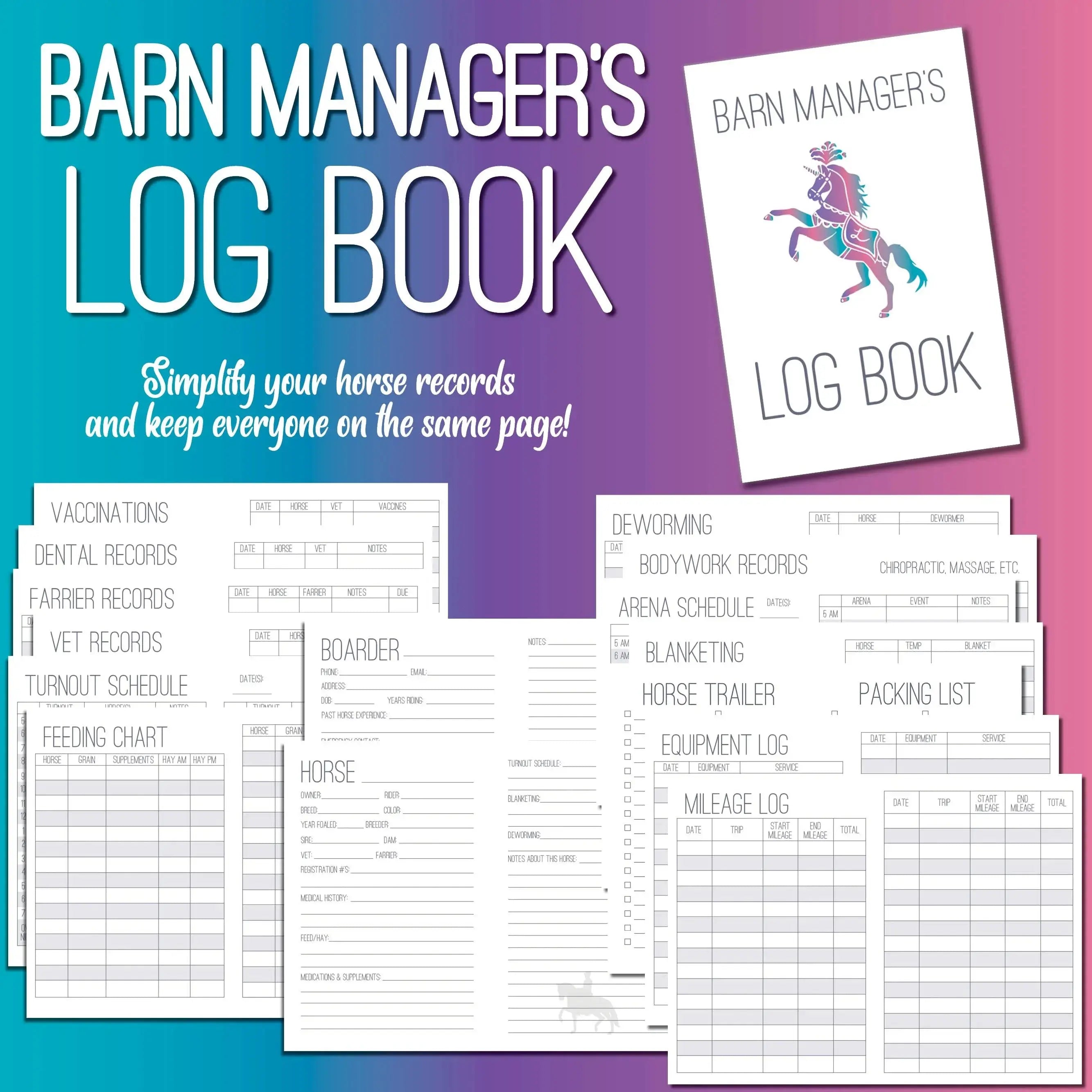 The Barn Manager's Log Book