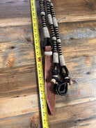 Black and tan braided leather Romal reins 55in with 10 plaits