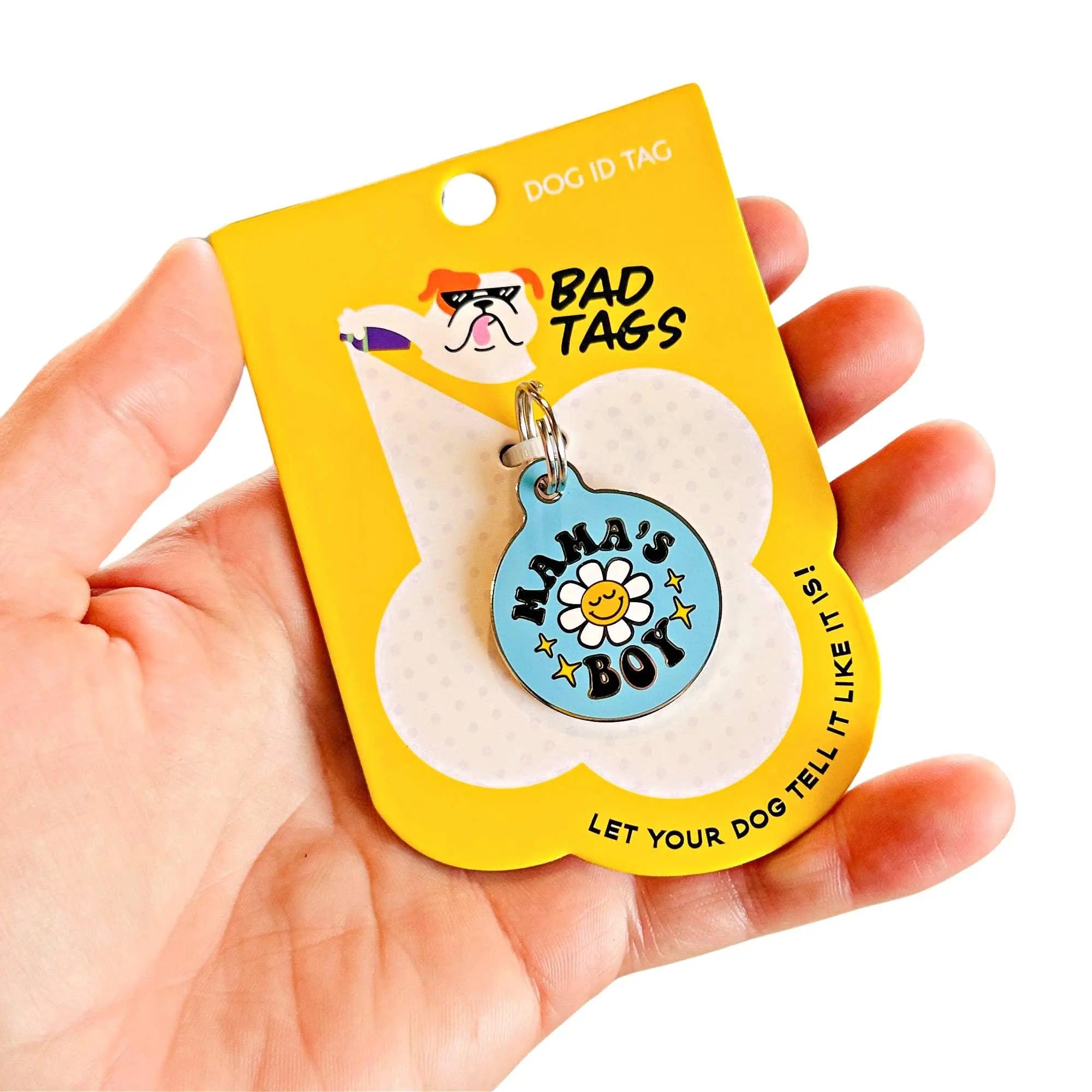 Cute Dog ID Tag with Personalized QR Code - Mama's Boy