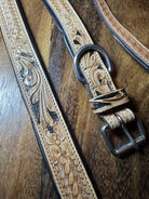 BISBEE Tooled Leather Basket stamp western dog collar Dog