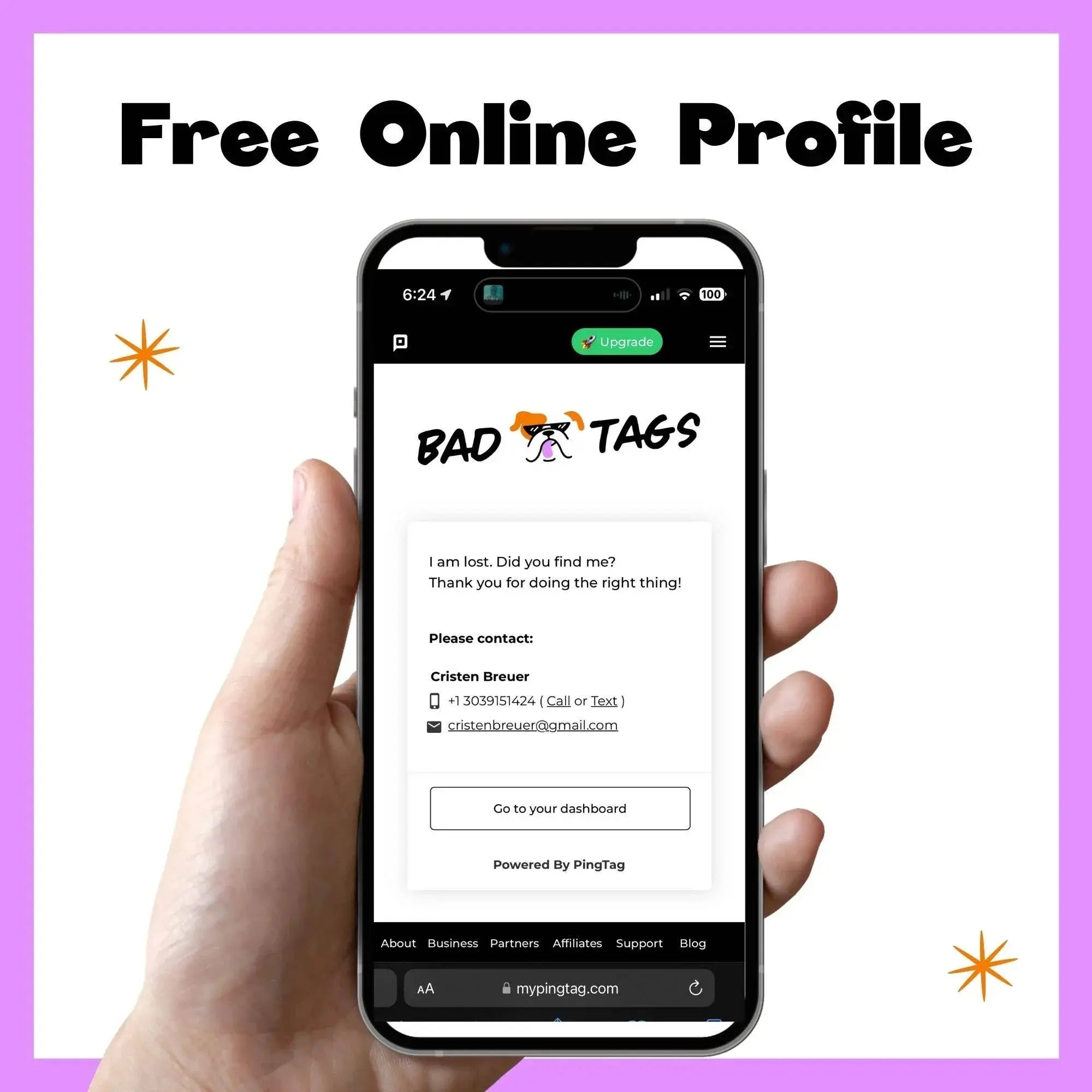 Dog ID Tag w/ Personalized QR Code - Medical Alert