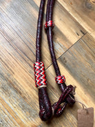 Dark cherry 20-plait Romal reins California style braided leather lanyard