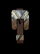 Argentina Cow Leather One Ear Headstall with Silver and Copper Engraved Overlayed Buckle Horse