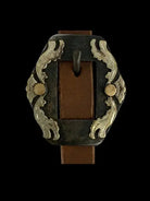 Argentina Cow Leather One Ear Headstall with Silver and Copper Engraved Overlayed Buckle Horse