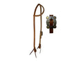 Argentina Cow Leather One Ear Headstall With Silver and Copper Overlayed Buckle - Lady/Card Suites