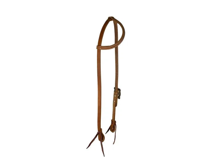 Argentina Cow Leather One Ear Headstall With Silver and Copper Overlayed Buckle - Lady/Card Suites