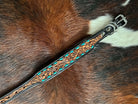 Handcrafted Padded Leather Tooled Dog Collar Leaf tooling and Teal lacing Dog