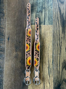 YELLOW SUNFLOWER HAND-TOOLED PADDED LEATHER DOG COLLAR Dog