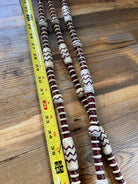 Handwoven maroon cream beaded zigzag rope for 20 plaits romal reins