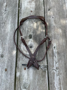Oiled harness leather headstall with quick change bit loops Horse