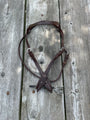 Oiled harness leather headstall with quick change bit loops