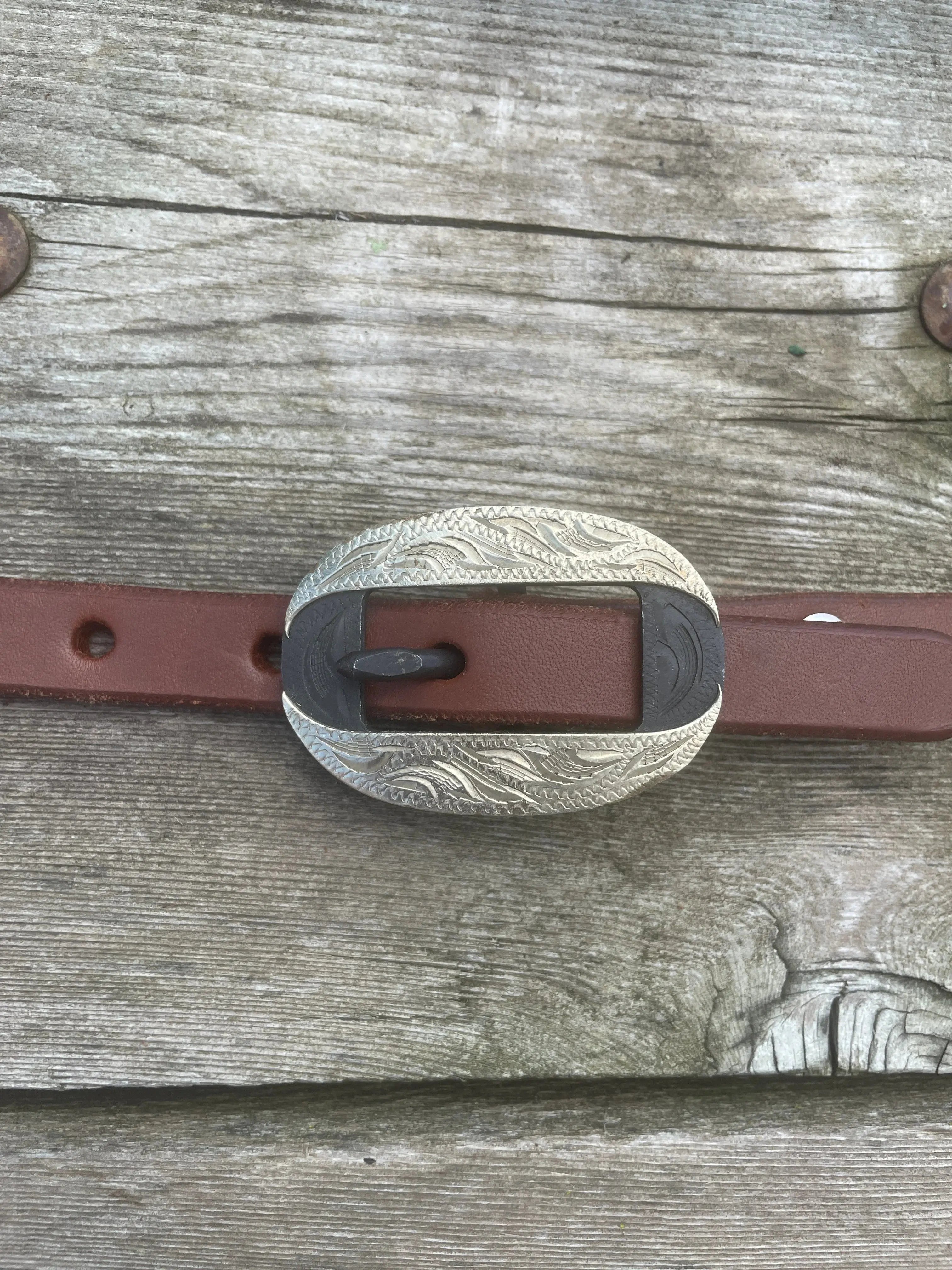 Oiled Harness Single Ear Headstall With Silver Oval Buckle Horse
