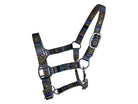 Premium nylon adjustable pony halter - Blue Aztec print Horse