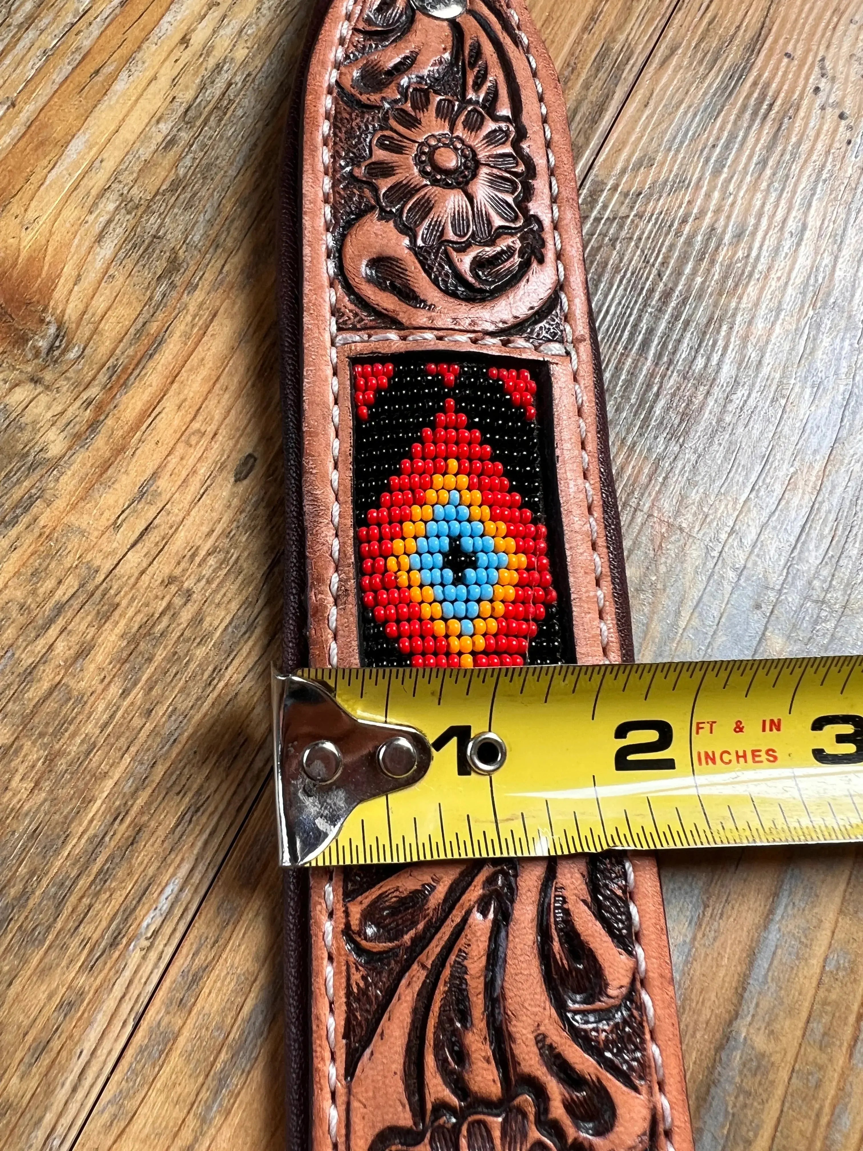 Aztec tooled leather Dog Collar