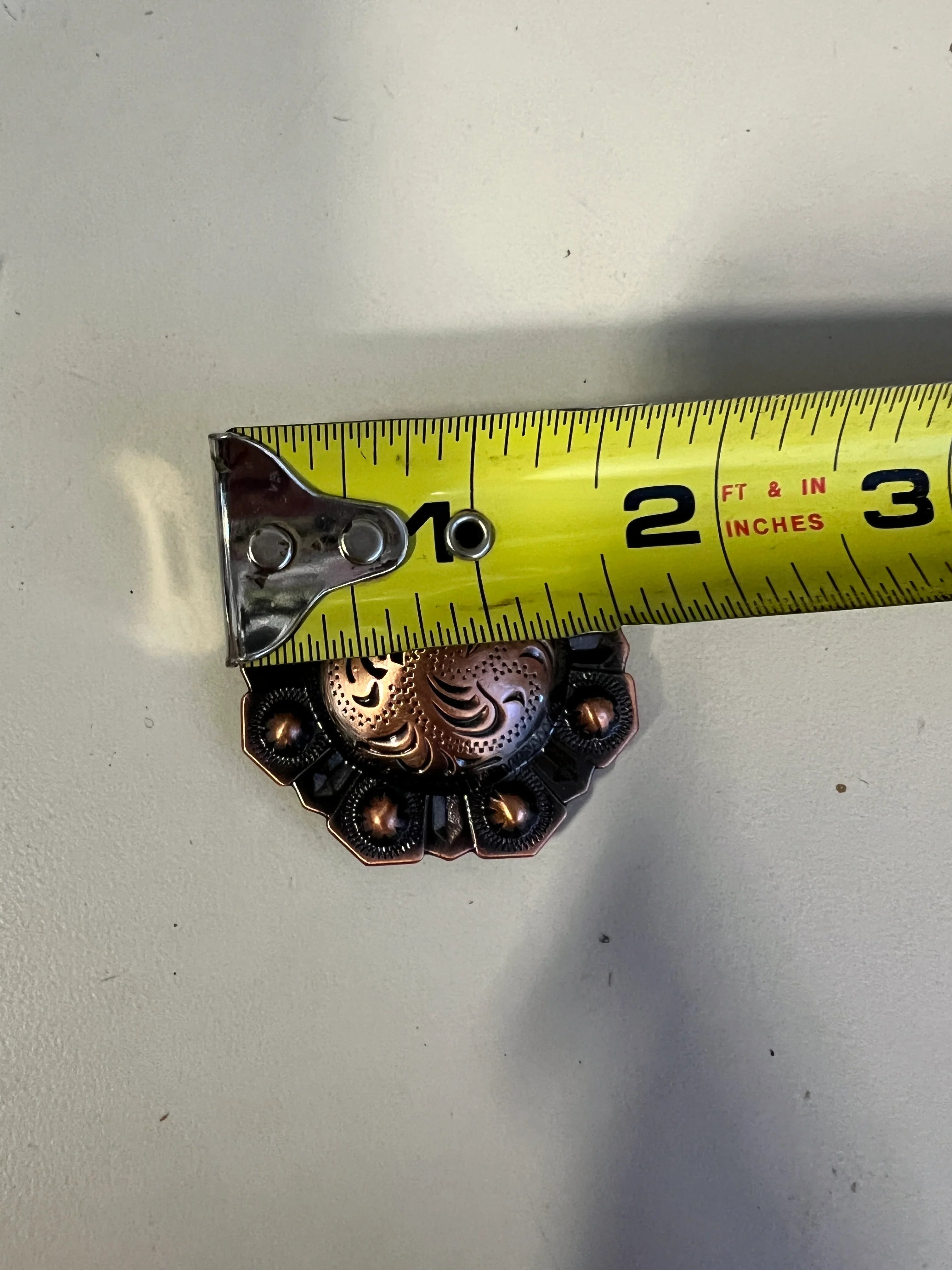 Copper octagon engraved concho with Screw- size