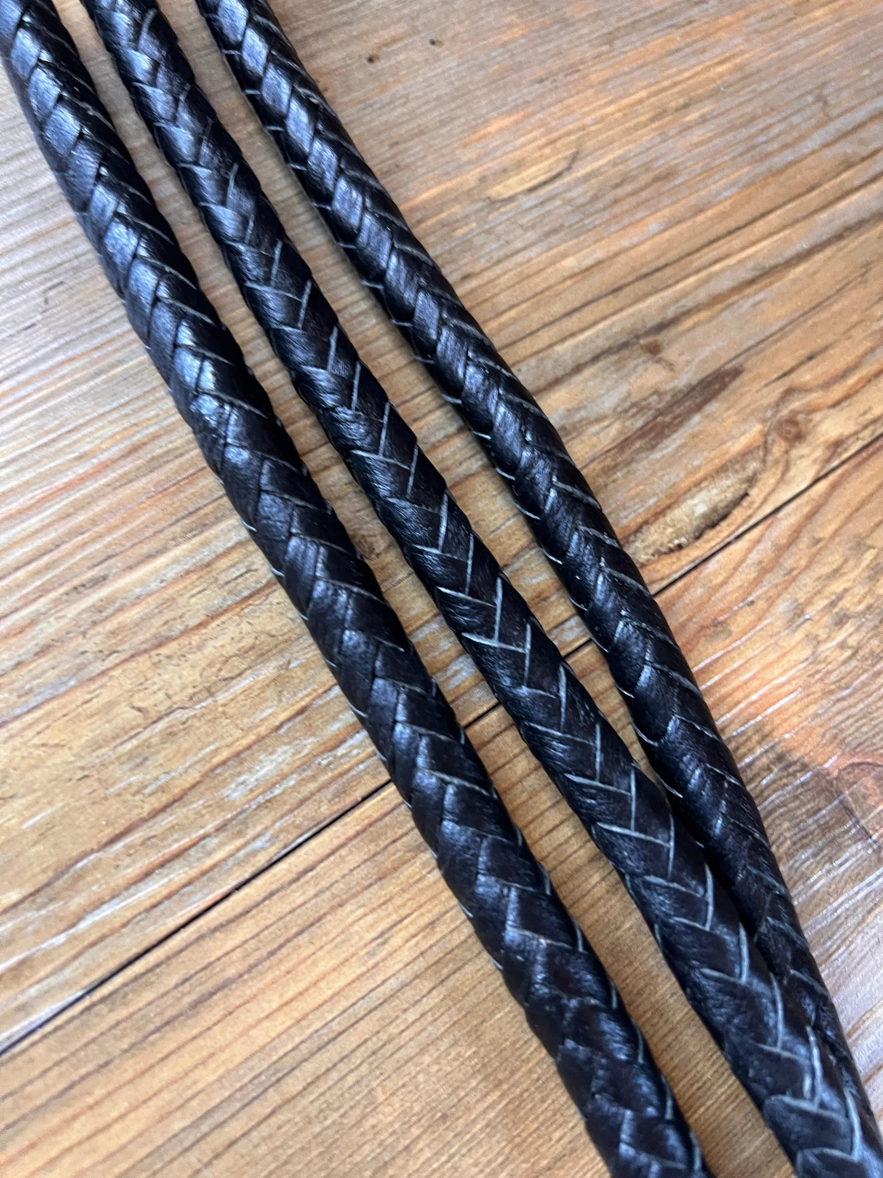 Black and Blue Rawhide 20 Plaits Romel Reins, Romal Reins 55"