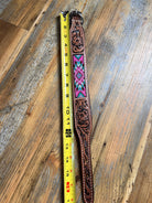 Pink Aztec tooled leather dog collar