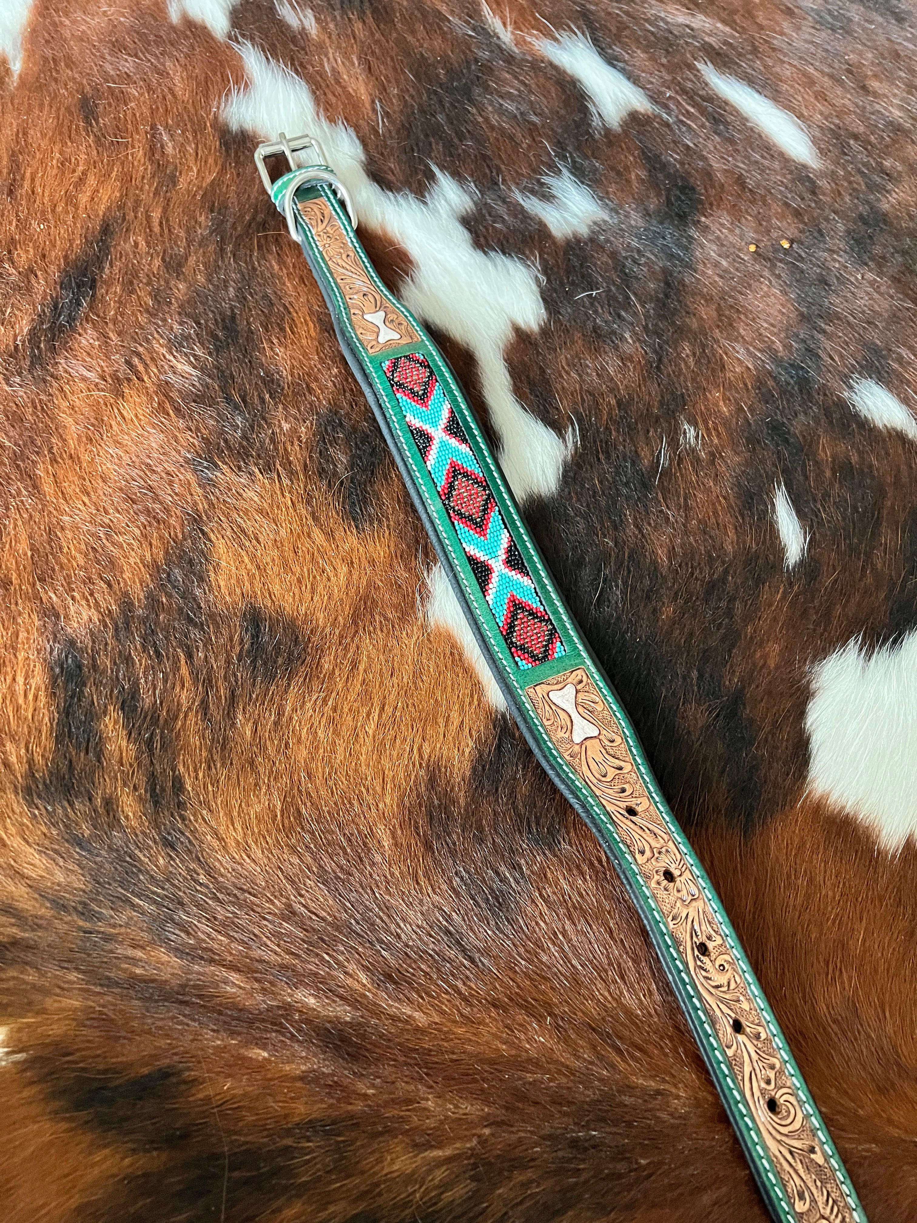 Santa Fe Bone Beaded Collar In Brown Dog