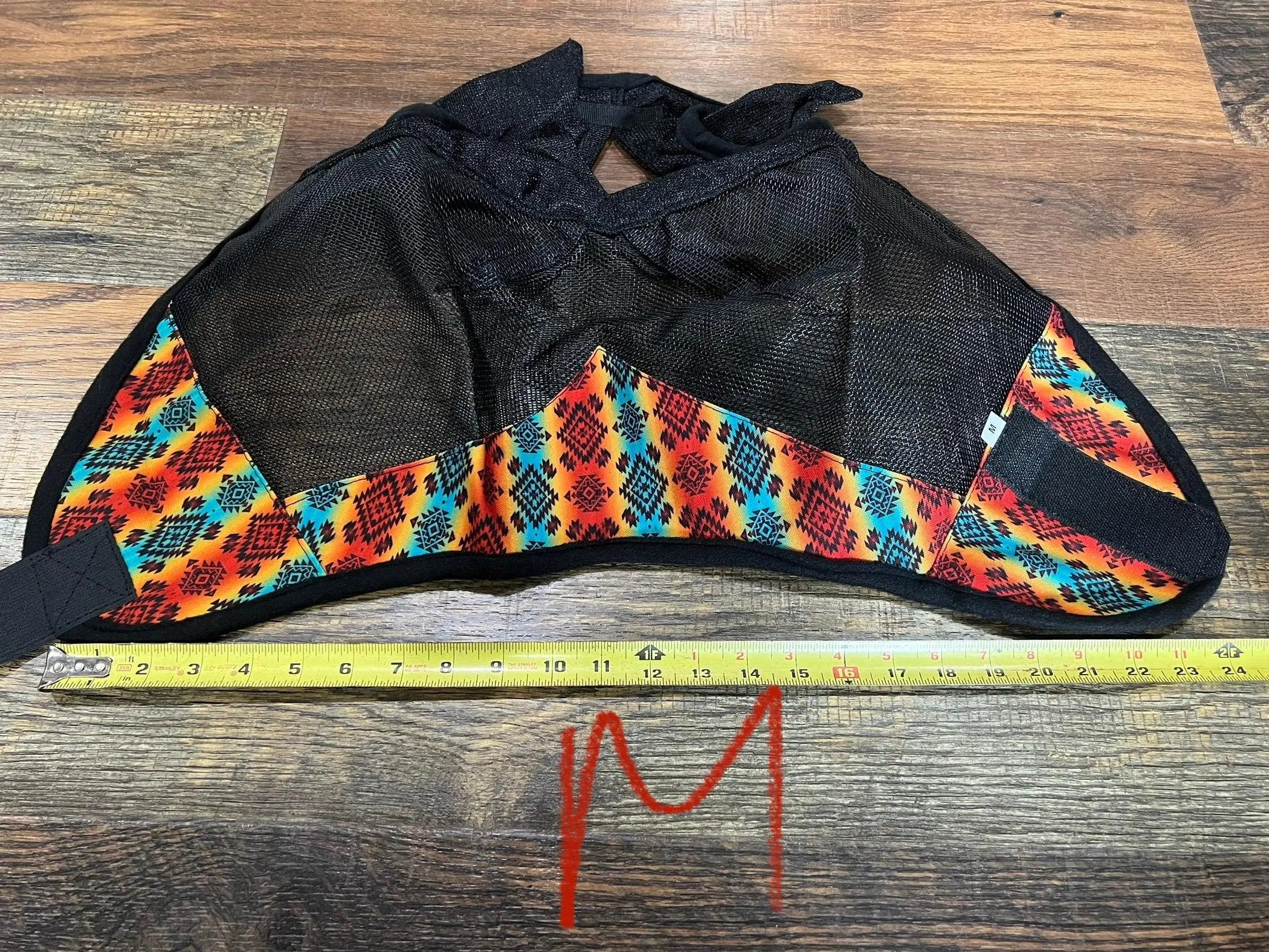 Yellow/Orange Aztec print accent horse size fly mask with ears