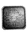 Silver engraved square concho with screw