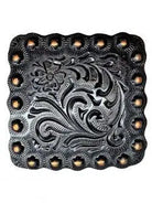 Copper engraved square concho with screw