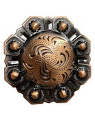 Copper octagon engraved concho with Screw