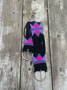 Black Multi Strand wool blend string girth with Aztec Design