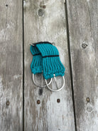 Pony / Mini 9 strand western teal rope girth with center D rings