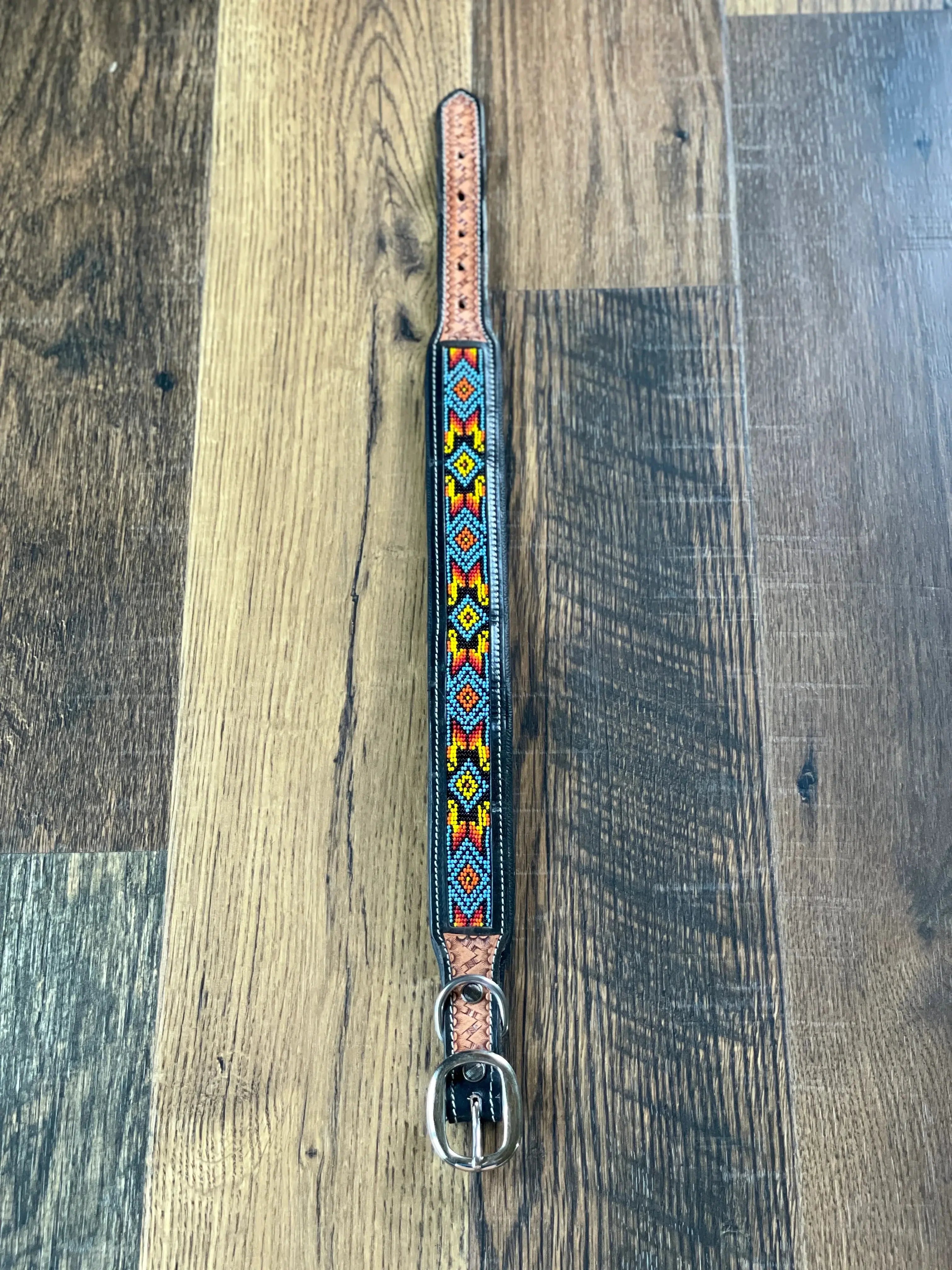 Dodger Trail Handcrafted Padded Beaded Dog Collar Dog
