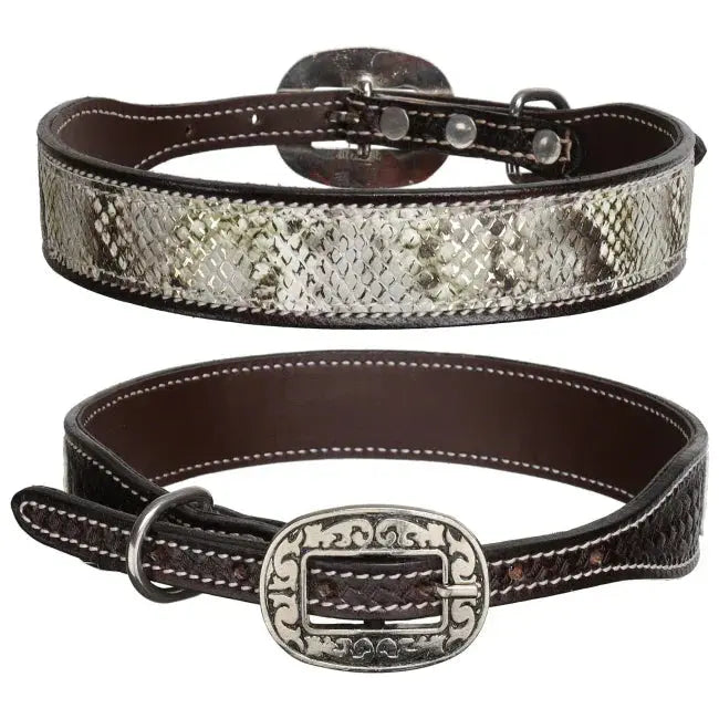 Luxe Viper Leather Dog Collar Dog